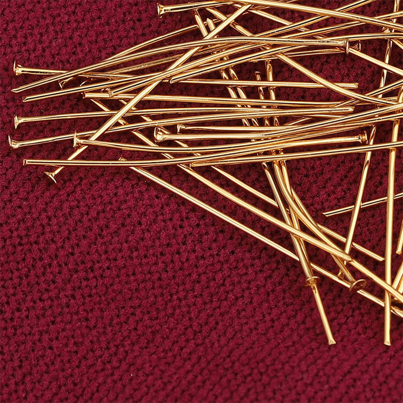 18K Gold Plated Steel Color Nine-shaped Needle T-shaped Needle Beading Materials Stainless Steel DIY Jewelry Accessories 1 Pack 50pcs