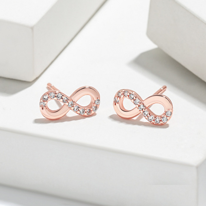 Minimalist Korean Version Mobius Set Earrings Simple Versatile Niche Design Eternal Infinity Symbol Figure 8 Earrings...