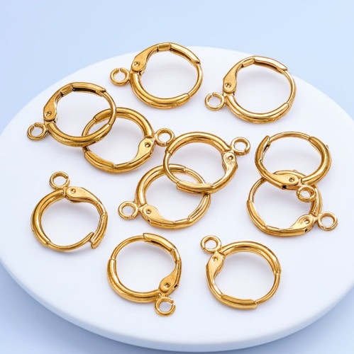 Stainless Steel 18K Gold Plated French Hook Round Single Hole Ear Hook Ear Hoop DIY Handmade Earrings Jewelry Gold Earrings