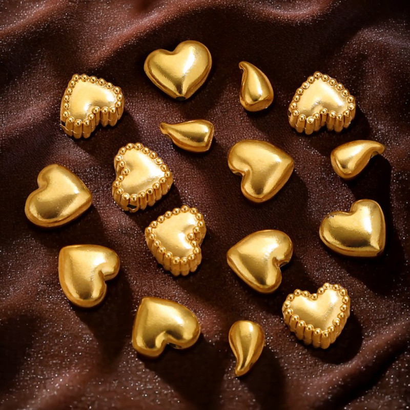 Stainless Steel Heart Water Drop Spacer Beads Beaded European and American Titanium Steel DIY Bracelet Necklace Color Retention Waterproof Accessories