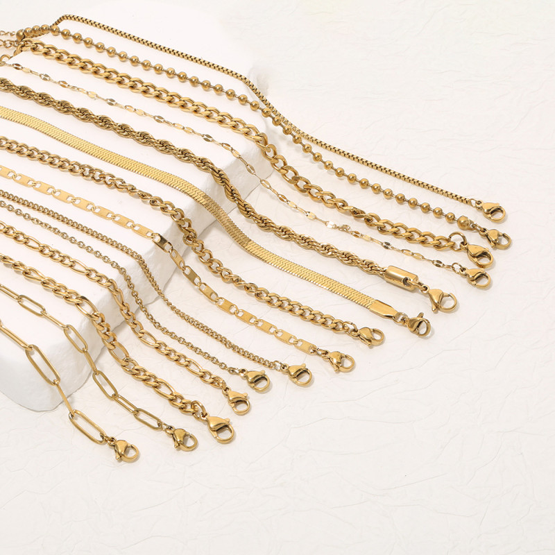 European and American INS Style Gold Titanium Steel Bracelet Adjustable Multiple Chain Types Clavicle Chain Neck Chain Blade Titanium Steel Chain