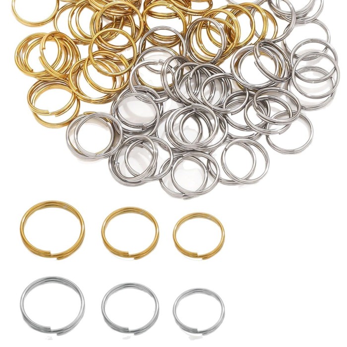 DIY Jewelry Accessories Mini Keychain Double Layer Ring Double Loop Jewelry Accessories Stainless Steel Vacuum Gold Plated Color Retention