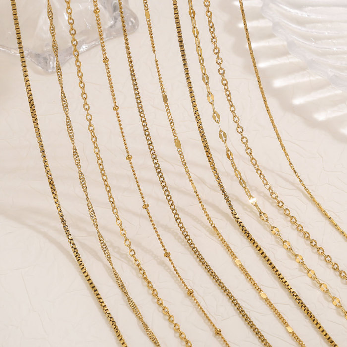 Stainless Steel 18K Vacuum Plated Bead Chain Box Chain Cross Chain DIY Necklace Bracelet Jewelry Accessories