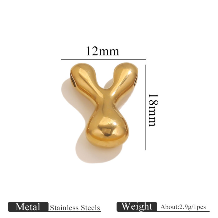 Stainless Steel Gold Q Version Cute Diy26 English Alphabet Pendant Necklace Jewelry Accessories