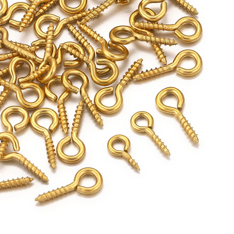 Stainless Steel Eye Pins Gold 9-shaped Screw Pins Necklace Keychain Connection DIY Handmade Jewelry Accessories Wholesale