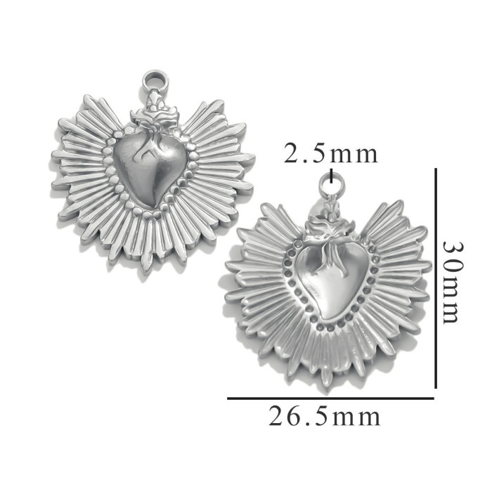 Stainless Steel High-End Fashion Sun Heart 18K Gold Pendant Bracelet Necklace Accessories Titanium Steel DIY Jewelry Components