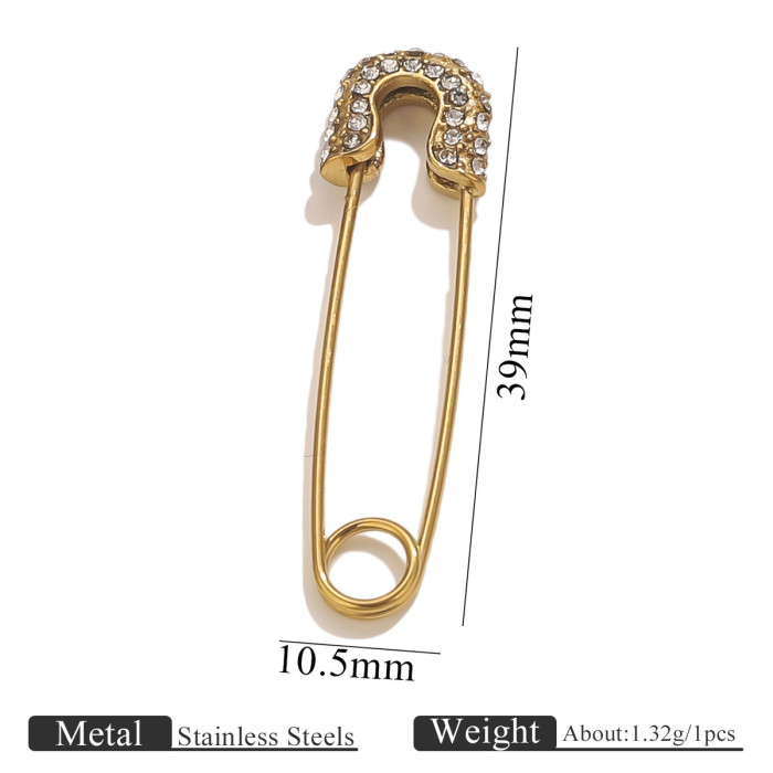 Stainless Steel Multicolor Rhinestone Pin-Style Openable European and American Style Metal Brooch Clothing Accessories DIY Jewelry Wholesale