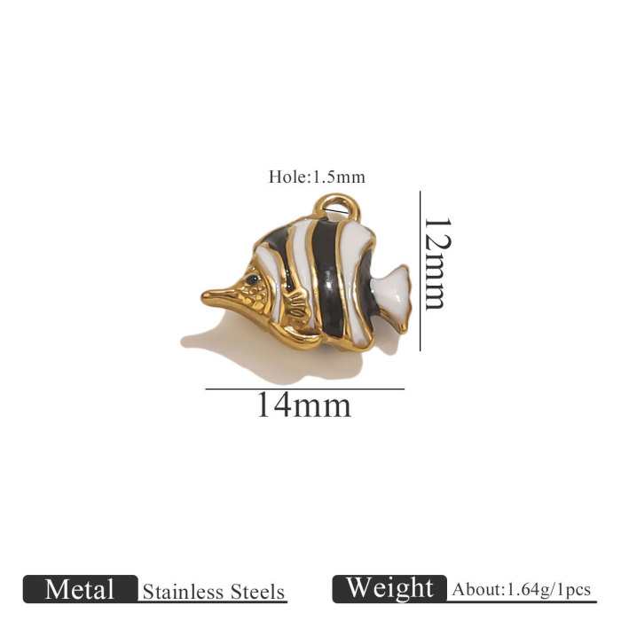 Stainless Steel Exquisite Cute Fish Pendant Enamel Drip Oil Craft Handmade DIY Necklace Bracelet Trendy Jewelry Pendant