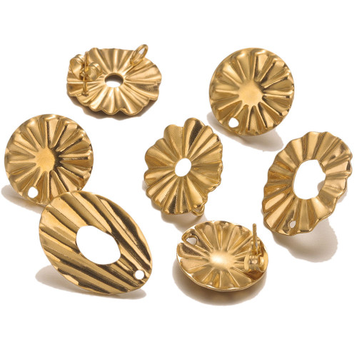 Stainless Steel Round Hole Flower-Shaped Earrings DIY Earring Making Supplies Accessories Earrings Studs Ear Posts Jewelry
