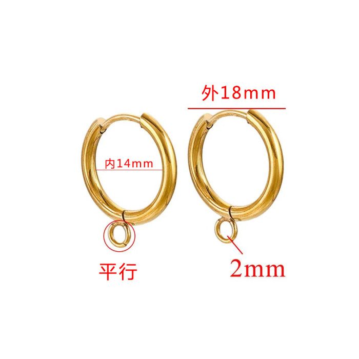 Earring Welding Hoop DIY Accessories Minimalist Style Coil Earrings Titanium Steel Material Real Gold Furnace Electroplating Cross-Border Earrings