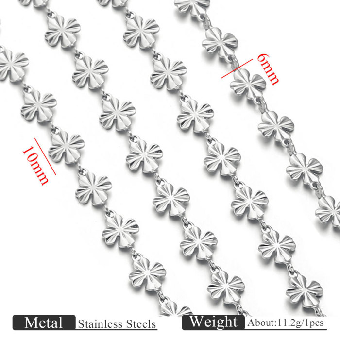 Stainless Steel Color-Retaining 18K Gold-Plated Four-Leaf Clover Chain DIY Women's Necklace Bracelet Handmade Chain Jewelry Accessories