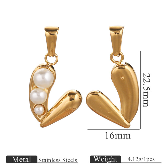 European and American Cross-Border Stainless Steel Five-Pointed Star Heart-Shaped Pearl-Inlaid Pendant DIY Jewelry Accessories Wholesale