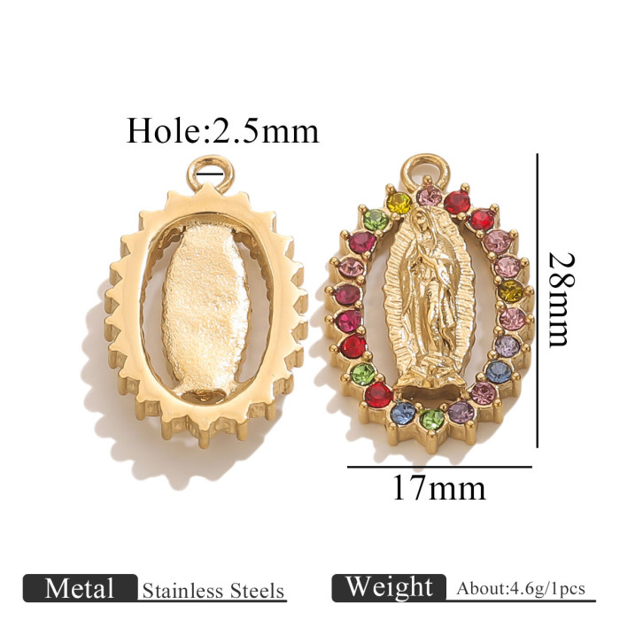 Stainless Steel Small Pendant Virgin Mary Pendant Micro Inlaid Zircon DIY Bracelet Necklace Earrings Necklace Pendant