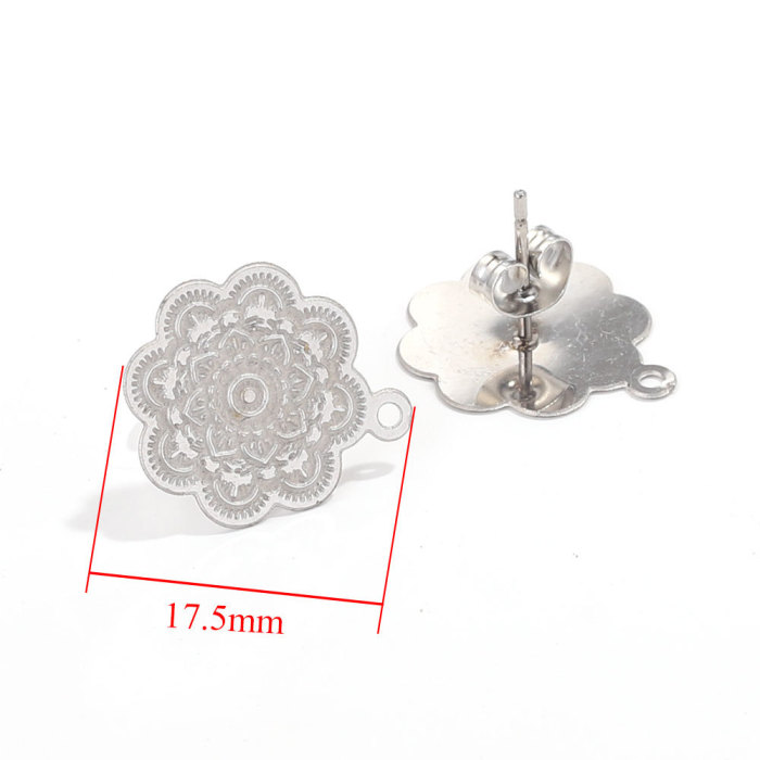 Stainless Steel Bohemian Hollow Pattern Ear Hooks with Hanging Vacuum Earrings DIY Handmade Jewelry Accessories Ethnic Style