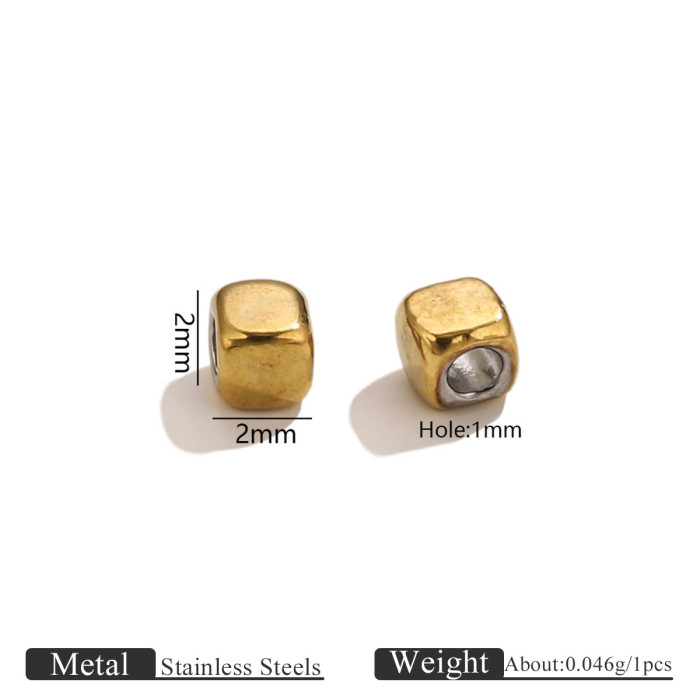 Stainless Steel Gold Plated Square Spacer Beads Square Beads Smooth Solid Loose Beads Handmade DIY Beaded Jewelry Who...