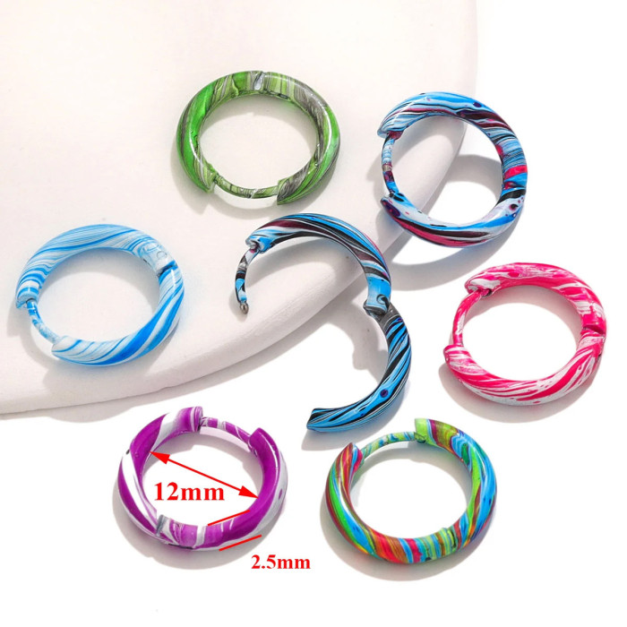 Stainless Steel Enamel Colorful Lacquer Piercing Ear Cuff Titanium Steel Classic Niche Gradient Ear Clip Ear Cuff, Br...