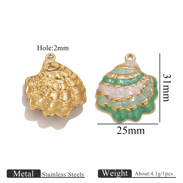 Stainless Steel New Product 18K Vacuum Electroplating Oil Drop Shell Pendant Jewelry Accessories DIY Jewelry Accessor...