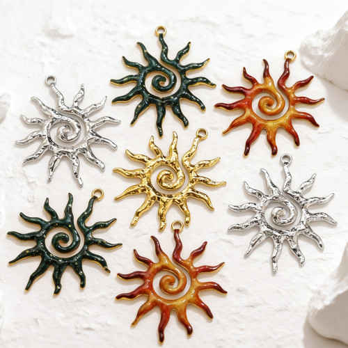 Stainless Steel Painted Moon Eight-Pointed Star Sun Autumn Pendant Necklace Bracelet Vacuum Plated Stainless Steel DIY Accessories