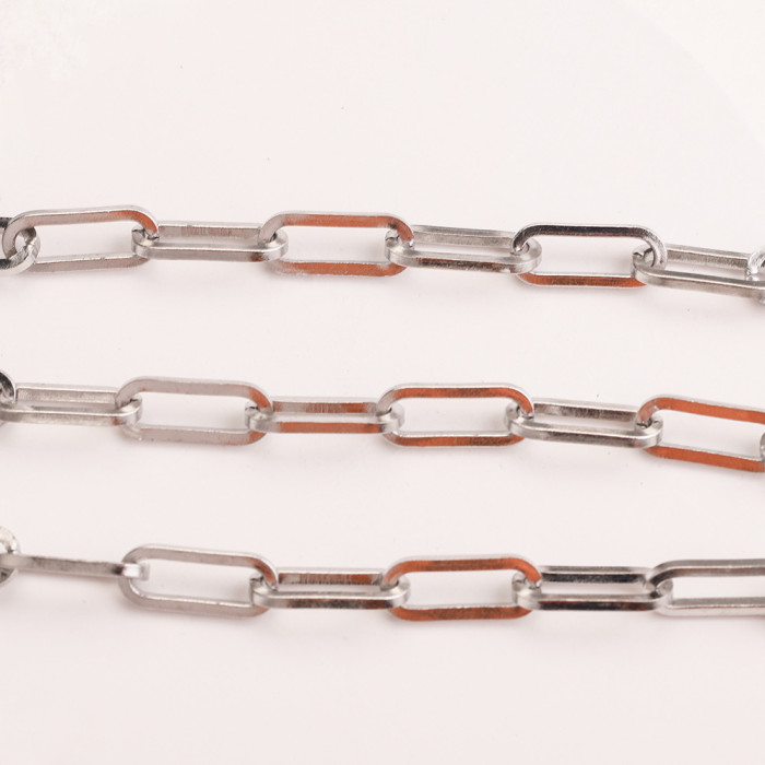 7mm Wide Thick Chain Stainless Steel Flat Chain Long Cross Chain DIY Necklace Bracelet Jewelry Accessories
