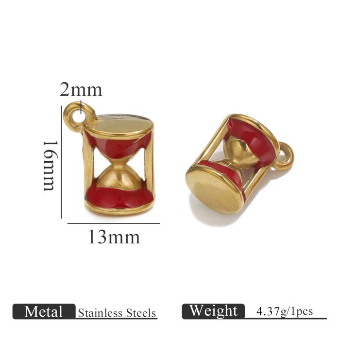 18K Gold Plated Stainless Steel Color Retention Gold Color Oil Drop Hourglass Pendant DIY Jewelry Accessories