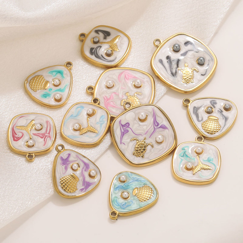 European and American Stainless Steel Pendants Ocean Style Accessories Shell Mermaid Turtle DIY Accessories Wholesale