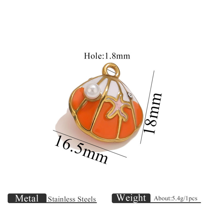 Stainless Steel New Oil-Drip Pearl Shell Pendant DIY Bracelet Jewelry Accessories, Necklaces
