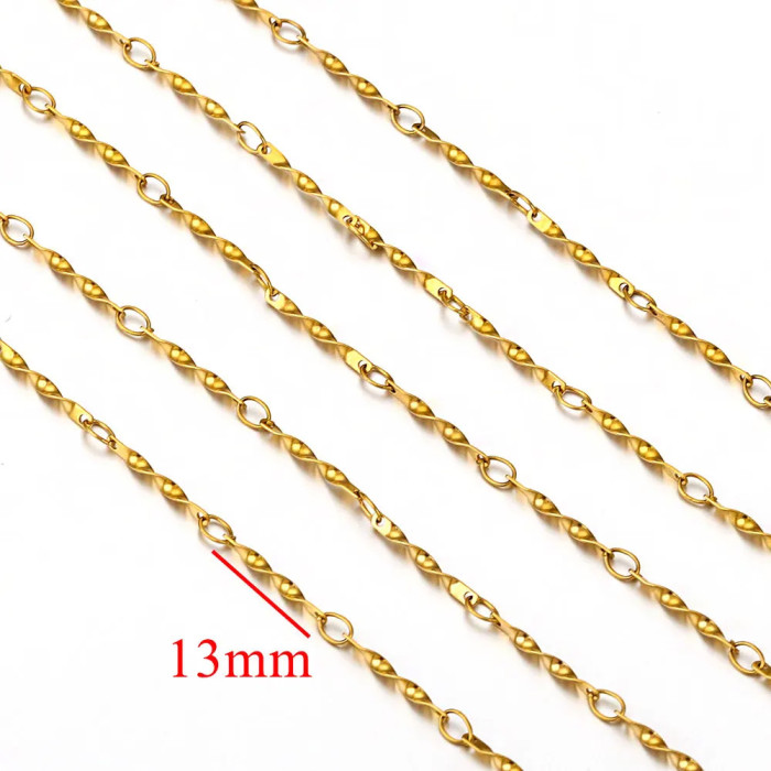 Stainless Steel 18K Gold Plated Twisted Cuban Chain Twisted Loop Chain DIY Necklace Bracelet Jewelry Accessories Making