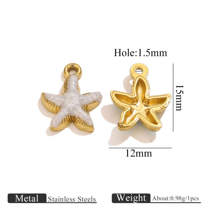 Stainless Steel Cross-Border Ocean Series Oil-Drip Small Starfish Pendant DIY Bracelet Necklace Keychain Wholesale
