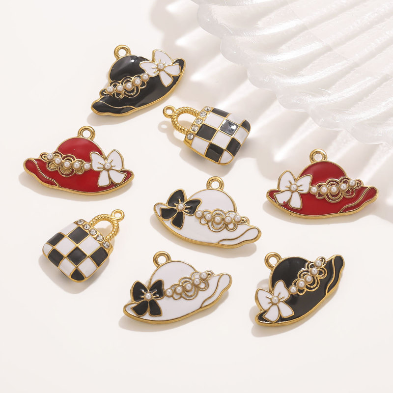 DIY Jewelry Accessories Stainless Steel Hat Mesh Bag Necklace Earrings Oil Drop Small Chanel Style Women Keychain Pendant