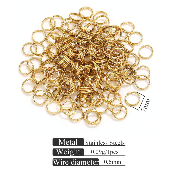 DIY Jewelry Accessories Mini Keychain Double Layer Ring Double Loop Jewelry Accessories Stainless Steel Vacuum Gold Plated Color Retention