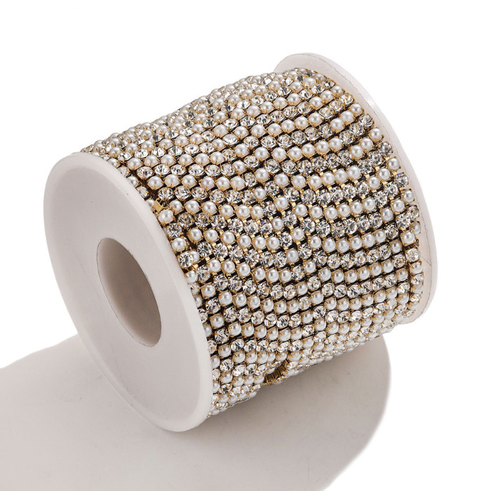 Stainless Steel Crystal Pearl Claw Chain Clothing Accessories Dress Color Retention Chain DIY Jewelry Chain Claw Diam...