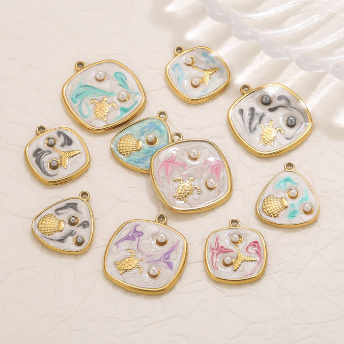 European and American Stainless Steel Pendants Ocean Style Accessories Shell Mermaid Turtle DIY Accessories Wholesale