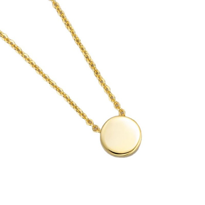 Round Smooth Pendant Necklace Simple Everyday Versatile Geometric Minimalist Style Daily Commute Necklace Jewelry