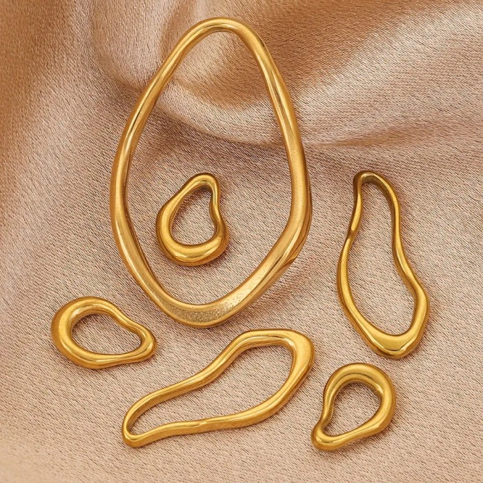 Stainless Steel Creative Oval Geometric Twisted Hydraulic Earrings DIY Handmade Jewelry Accessories Wholesale