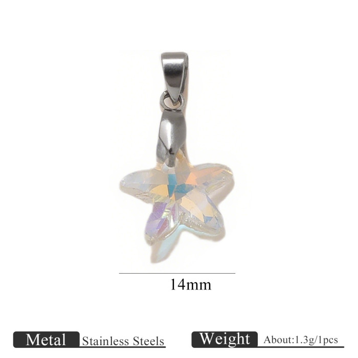 Crystal Pendant Starfish Pentagram Heart-shaped Hanging Pendant Stainless Steel Melon Seed Buckle Transparent Small Pendant DIY Jewelry Accessories
