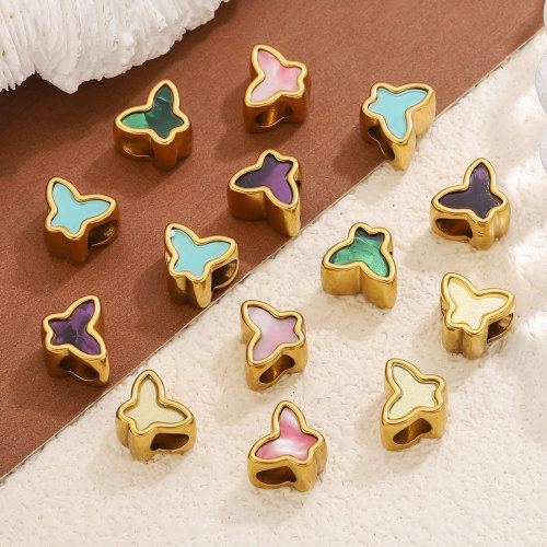 Stainless Steel Large Hole Butterfly Acrylic Beads DIY Necklace Beads Pendant Bracelet Spacer Beads Separator Beads