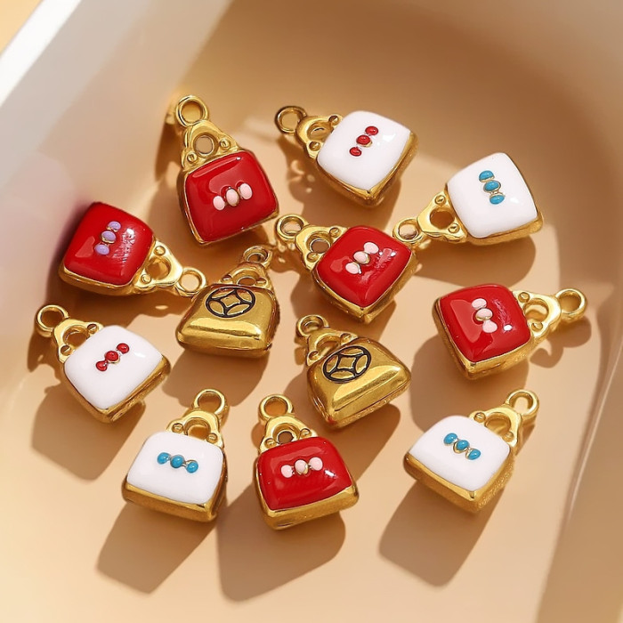 Stainless Steel Hydraulic Oil Drop Pendant Series 18K Gold Plated Bag Pendant Necklace Hanging Ornament Accessories