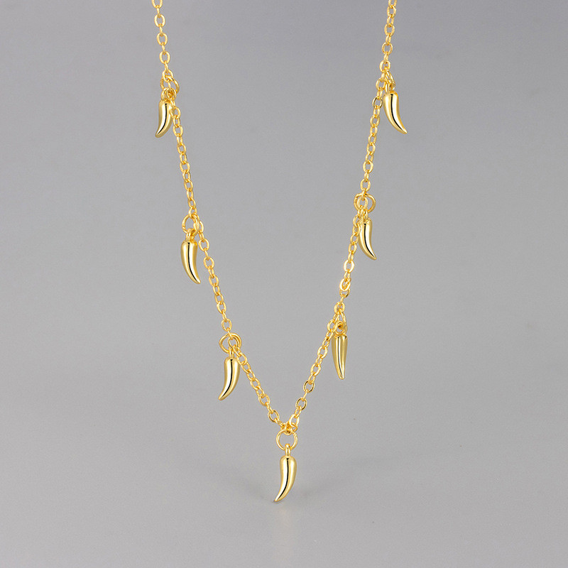 European and American New Style Small Pepper Tassel Necklace Niche Personality Design Trendy Cool Layered Accessories Choker Women's Jewelry