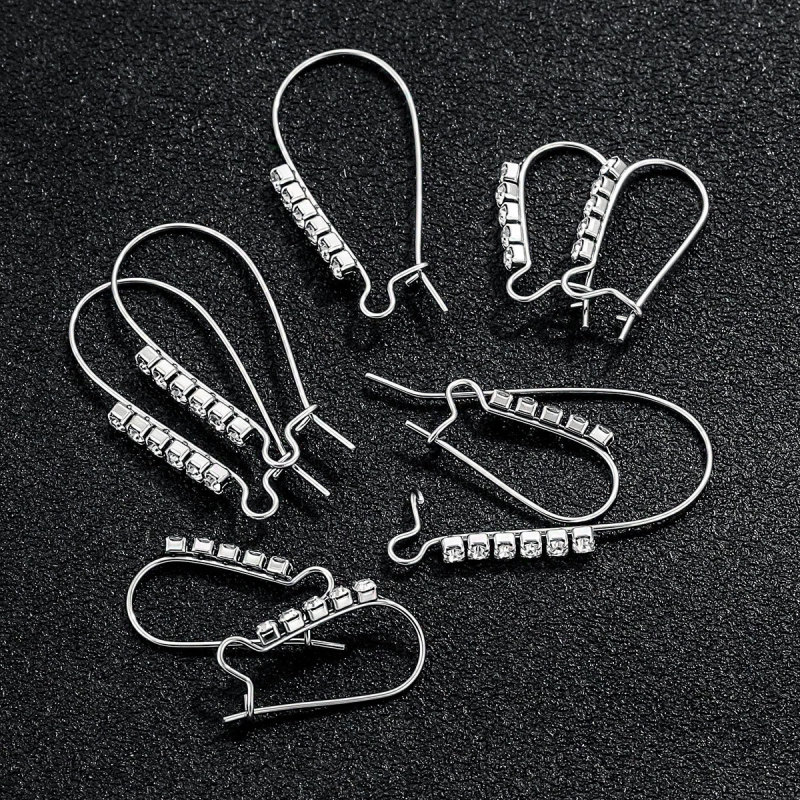 Cross-Border INS European and American Style Earrings Geometric Heart Rhinestone Earrings Versatile Stud Earrings Stainless Steel DIY Jewelry Accessories