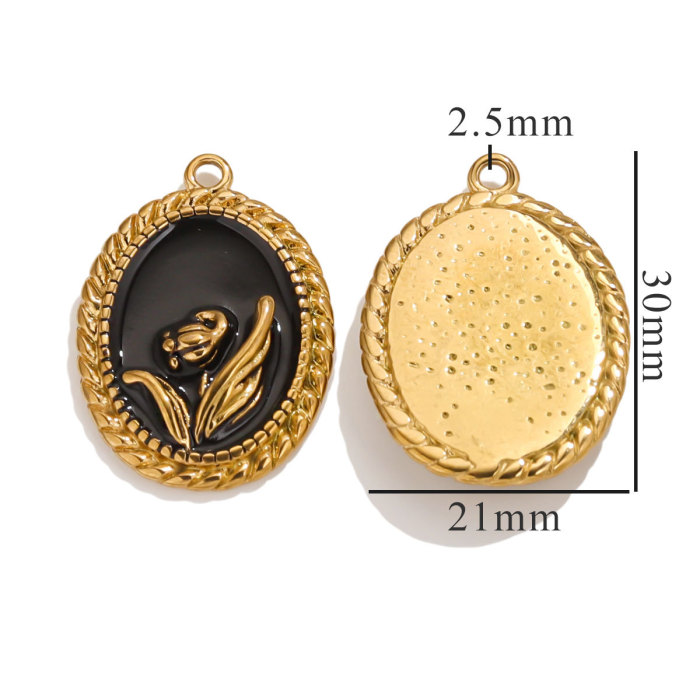 Stainless Steel Oil Painting Series Drip Oil Pendant DIY Fashion Clothing Pendant Bracelet Necklace Accessories
