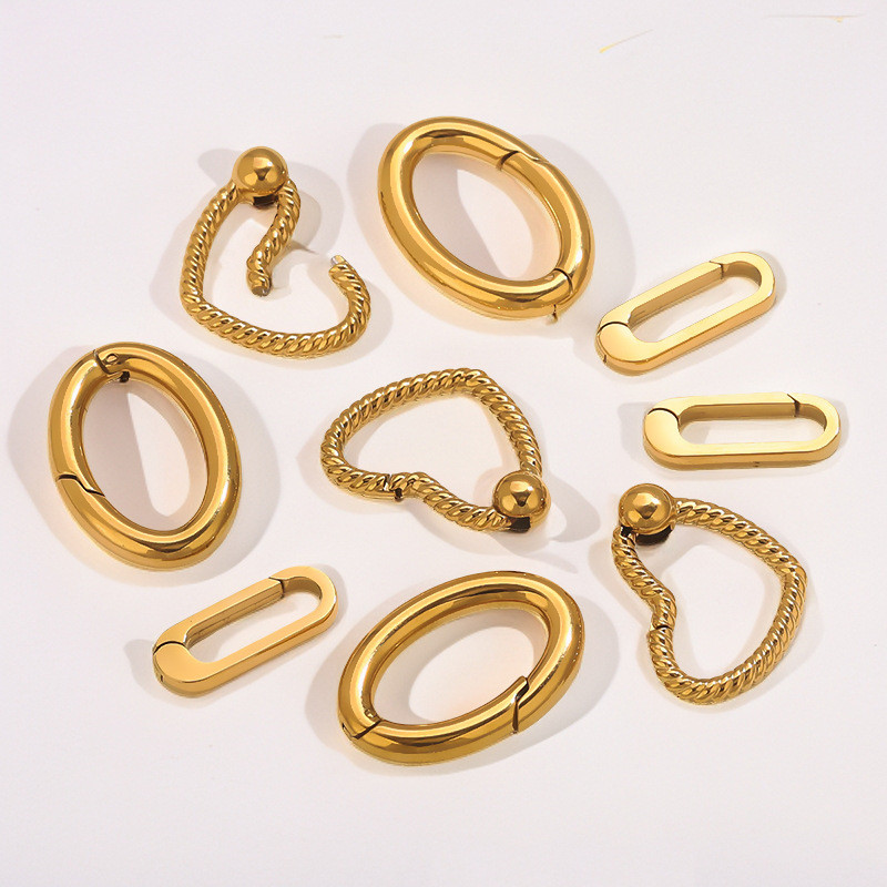 Stainless Steel Polished Heart Spring Clasp Necklace Clasp Round Ring Adjustable Titanium Steel DIY Slingshot Clasp Jewelry Accessories Making