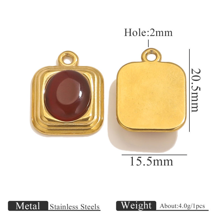 Stainless Steel Rectangle Pendant Oval Cat's Eye Stone Square Pendant DIY Jewelry Accessories Wholesale