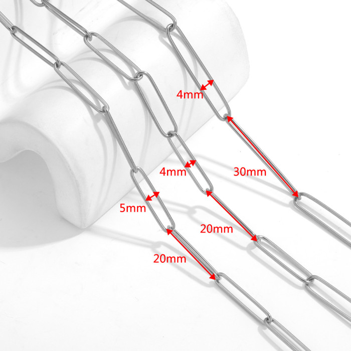 Stainless Steel Color-Retaining Oval Chain Titanium Steel Paperclip Cross Chain Clavicle Chain Handmade Chain DIY Jewelry Accessories