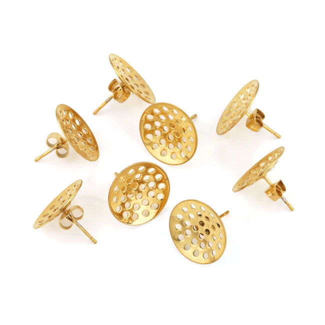 Stainless Steel Hollow Earring Accessories Base DIY Handmade Round Titanium Steel Ball Earring Studs Vacuum Earrings