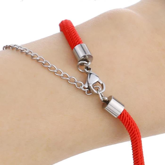 Stainless Steel DIY Milanese Braided Red Adjustable Leather Cord Bracelet Jewelry Bangle Semi-Finished Basic Accessories
