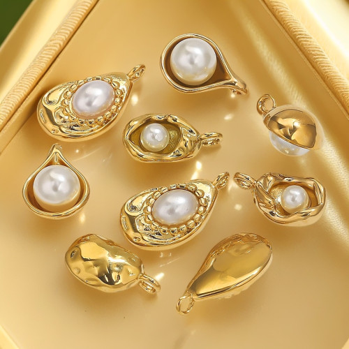 Stainless Steel Irregular Base Pearl Pendant Simple Niche Unique DIY Necklace Bracelet Jewelry Accessories