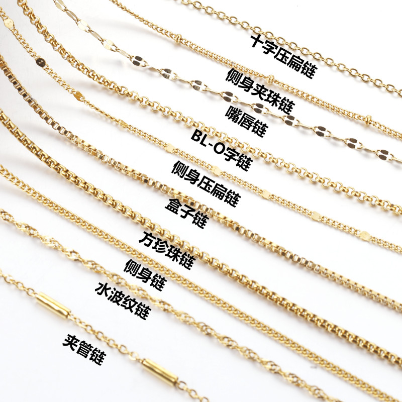 Women's 45+5cm Lip Necklace Stainless Steel Water Ripple Chain Clavicle Chain DIY Jewelry Accessories Necklace