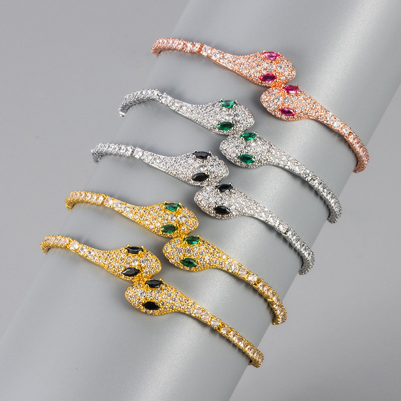 Amazon Hot-Selling Full Diamond Snake Bracelet Light Luxury Niche Exquisite Bracelet Best Friend Bracelet Women's Jewelry Factory Direct Sale