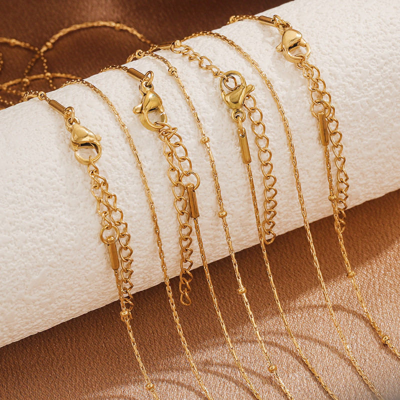 Stainless Steel Hammered Necklace Geometric Pendant Simple Design High-end Niche DIY Jewelry Chain Clavicle Chain Wholesale