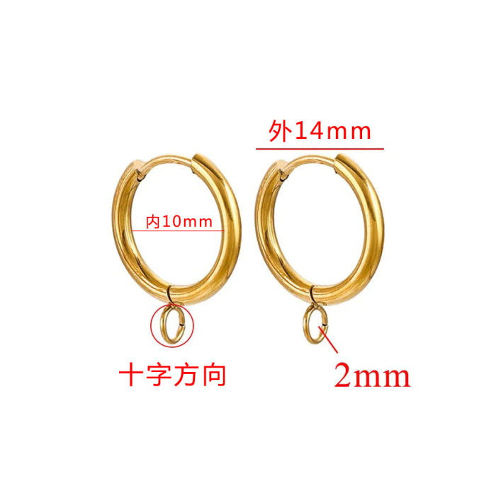 Earring Welding Hoop DIY Accessories Minimalist Style Coil Earrings Titanium Steel Material Real Gold Furnace Electroplating Cross-Border Earrings